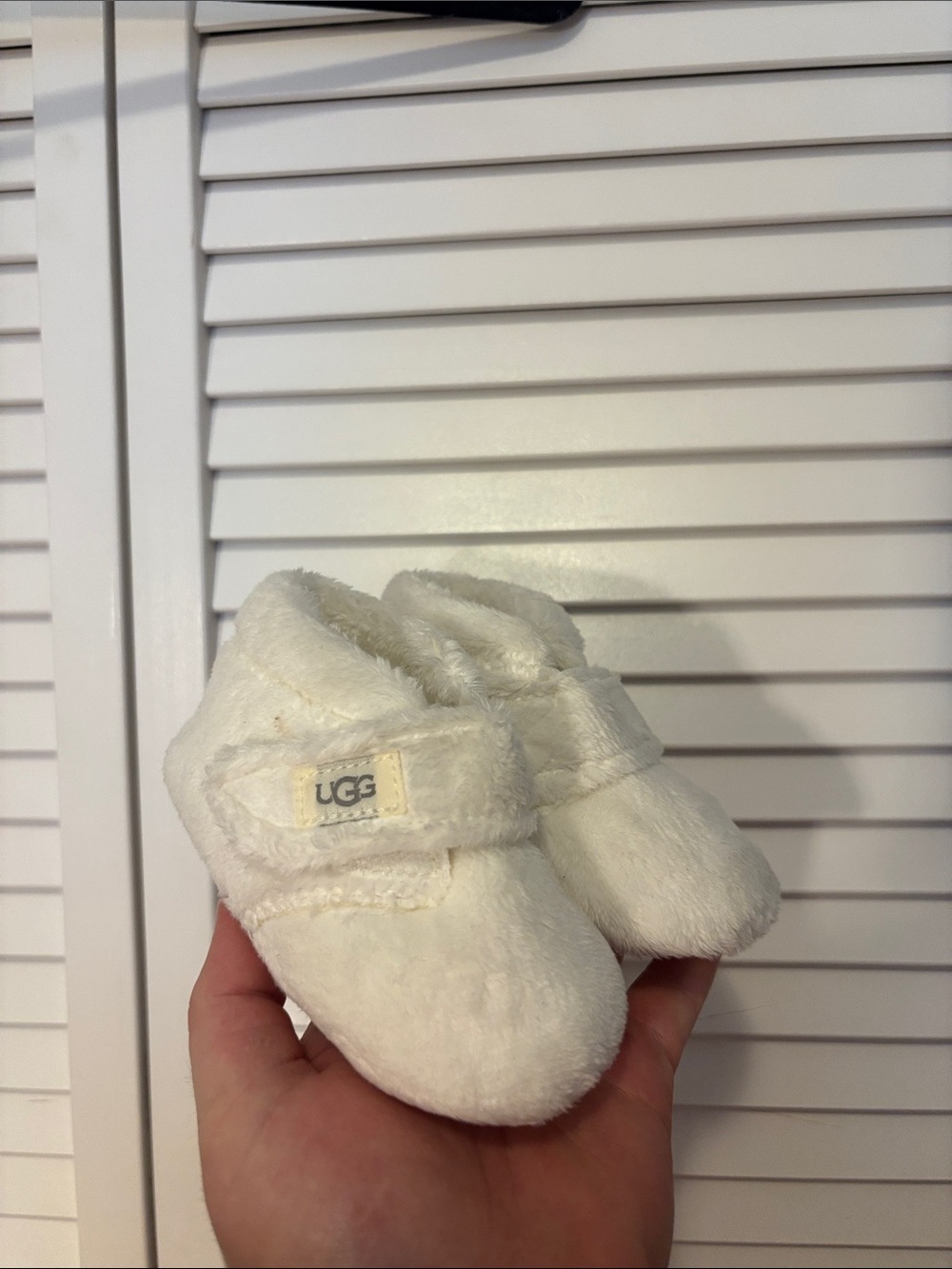 UGG Cream Plush Infant slippers with Secure Strap